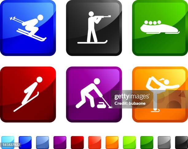 winter sports competition royalty free vector icon set - luge stock illustrations