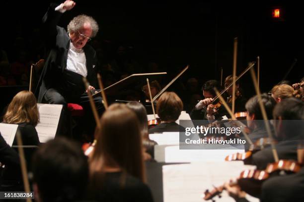 James Levine conducting the Juilliard Orchestra in a program of Elliott Carter and Charles Ives at the Peter Jay Sharp Theater on Saturday night,...