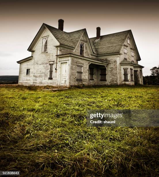 forgotten home - dichtgetimmerd stockfoto's en -beelden