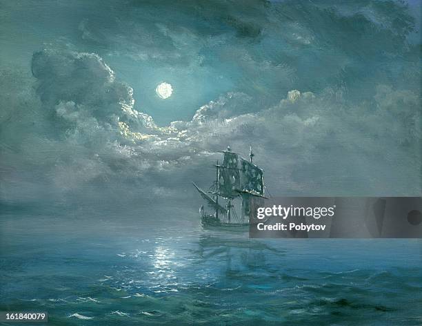 the lunar sea - brigantine stock illustrations