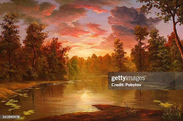 crimson sunset - looking through window night stock illustrations