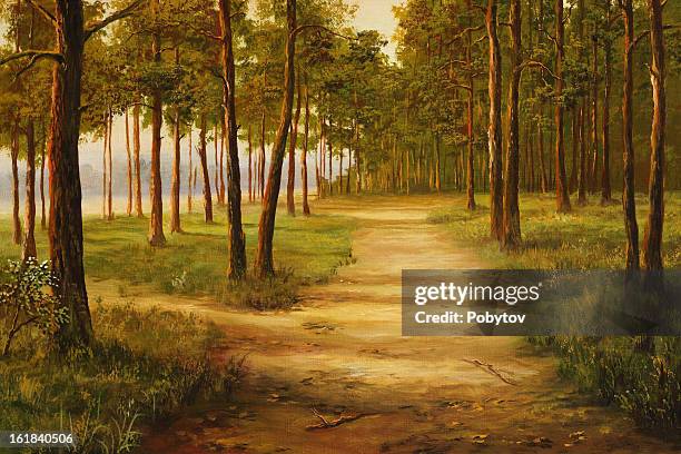 pine grove - forest trail stock illustrations