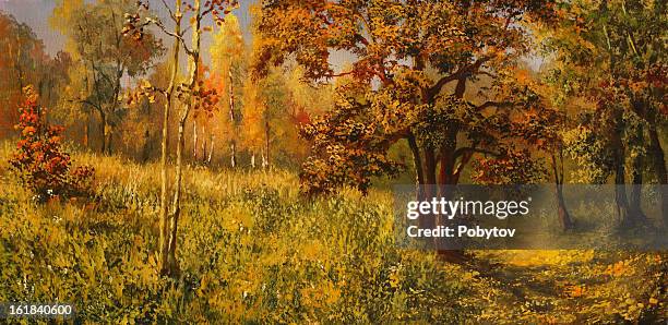 bright autumn - alley stock illustrations