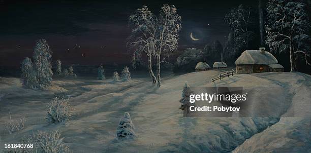 christmas village - frost scheibe stock-grafiken, -clipart, -cartoons und -symbole