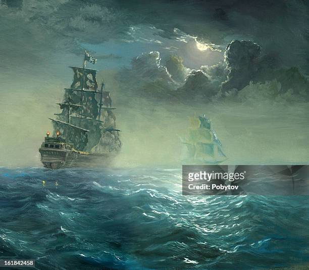 illustrations, cliparts, dessins animés et icônes de pirates - bateau 3 mats
