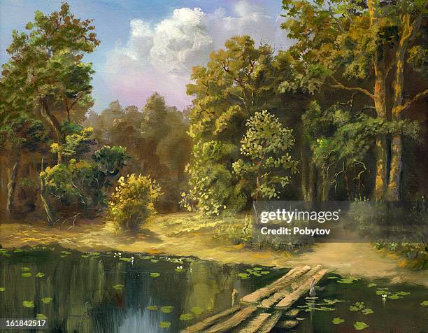 summer midday - woods background stock illustrations