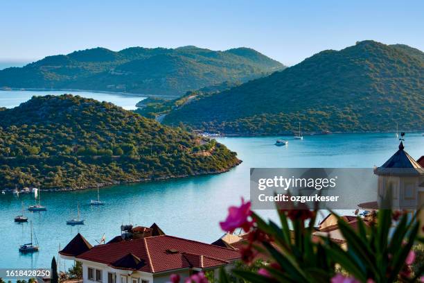 beautiful view from kaş,antalya,turkey - antalya summer stock pictures, royalty-free photos & images