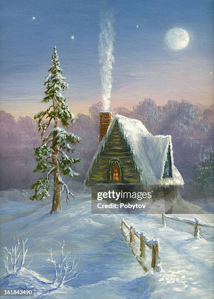 northern house - log cabin stock illustrations