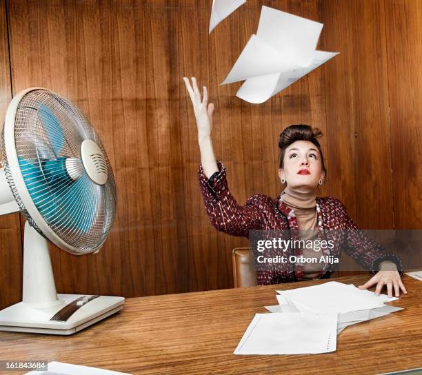 retro office - paper blowing stock pictures, royalty-free photos & images