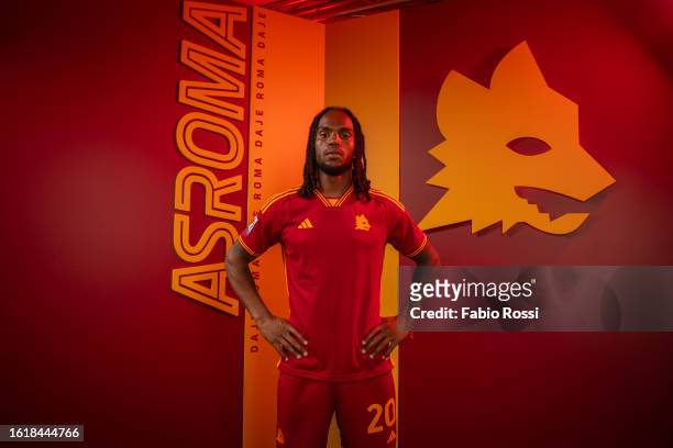 Roma's new signing Renato Sanches during his first photoshoot at Centro Sportivo Fulvio Bernardini on August 16, 2023 in Rome, Italy.