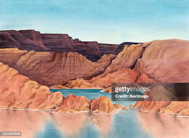 lake powell - glen canyon stock illustrations