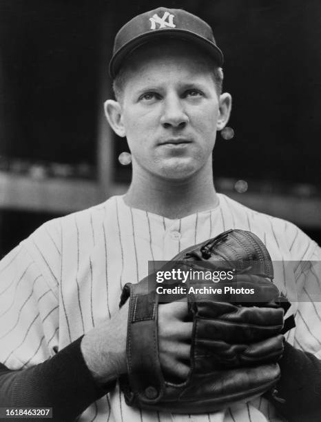 Portrait of Whitey Ford , Left Handed Pitcher for the New York Yankees during the Major League Baseball American League season circa May 1950 at...