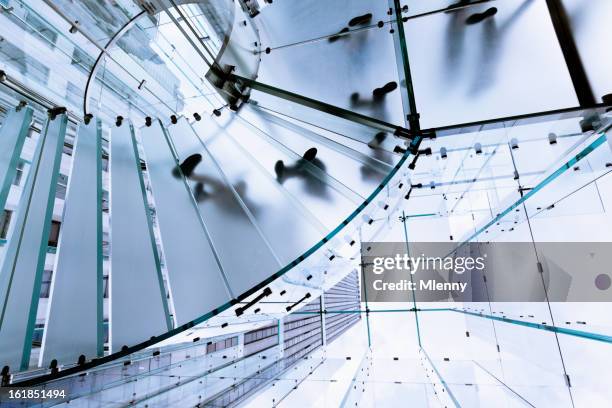 modern glass stairway footprints - new york city hall stock pictures, royalty-free photos & images