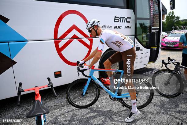 Michael Schär of Switzerland and Ag2R Citroën Team prior to the 56th Tour du Limousin-Perigord - Nouvelle Aquitaine 2023, Stage 2 a 185.6km stage...