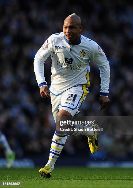 El-Hadji Diouf of Leeds United in action during the FA Cup with Budweiser Fifth Round match between Manchester City and Leeds United at the Etihad...