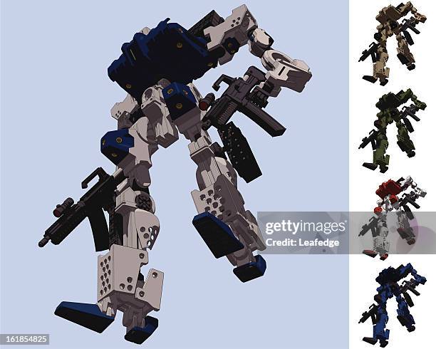 stockillustraties, clipart, cartoons en iconen met armored loader for army(with missile-pod)[front left low-angle view] - manipulator role