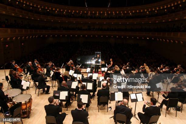 Orchestra of St. Luke's with Xian Zhang, conductor, and Hélène Grimaud, piano, in performance on Sunday, February 3, 2008 at Carnegie Hall.