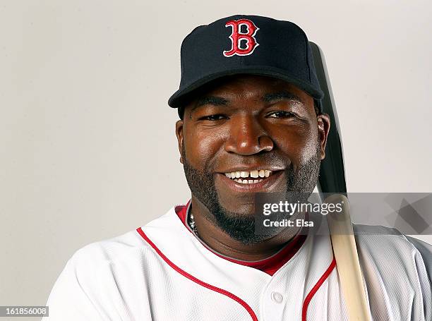 David Ortiz of the Boston Red Sox poses for a portrait on February 17, 2013 at JetBlue Park at Fenway South in Fort Myers, Florida.