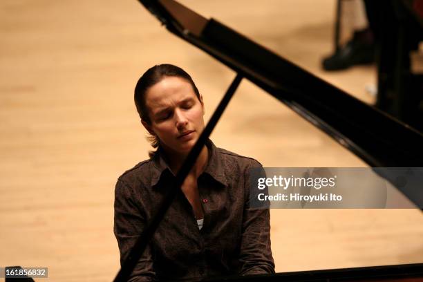 Helene Grimaud with Orchestra of St. Luke's in rehearsal on Saturday, February 2, 2008 at Carnegie Hall.