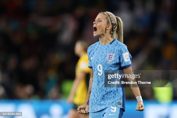 Rachel Daly of England celebrates after the team's 3-1 victory and advance to the final following the FIFA Women's World Cup Australia & New Zealand...