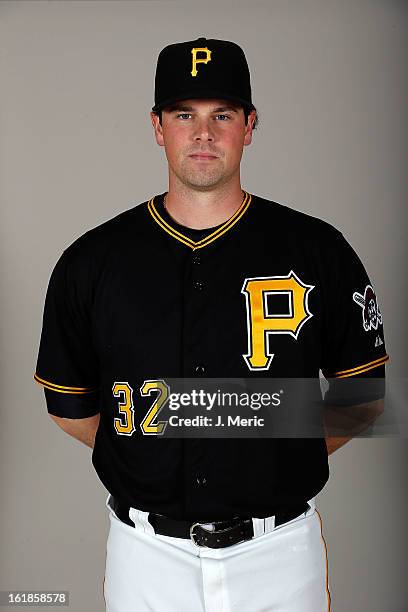 Pitcher Vin Mazzaro of the Pittsburgh Pirates poses for a photo during photo day at Pirate City on February 17, 2013 in Bradenton, Florida.