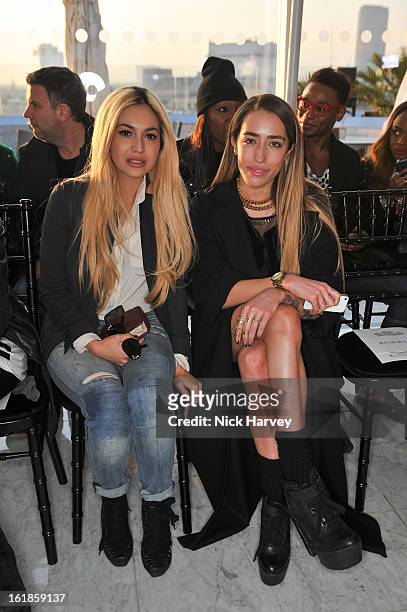 Zara Martin and Delilah attend the Mark Fast salon show during London Fashion Week Fall/Winter 2013/14 at ME Hotel on February 17, 2013 in London,...