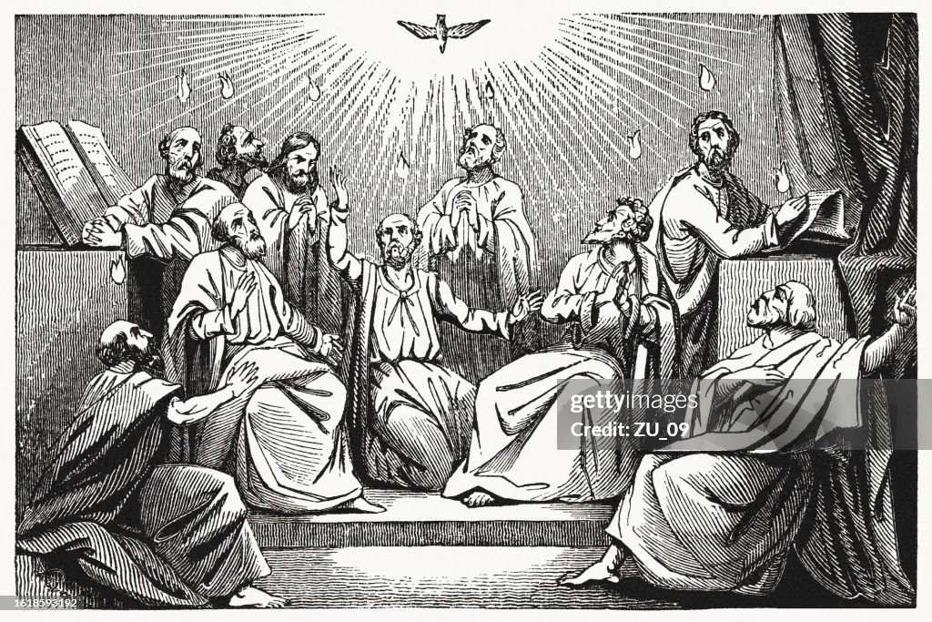 Day of Pentecost (Acts 2), wood engraving, published in 1837