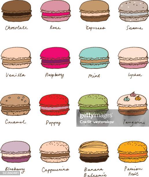 hand sketch assorted macaroon - macaroon stock illustrations