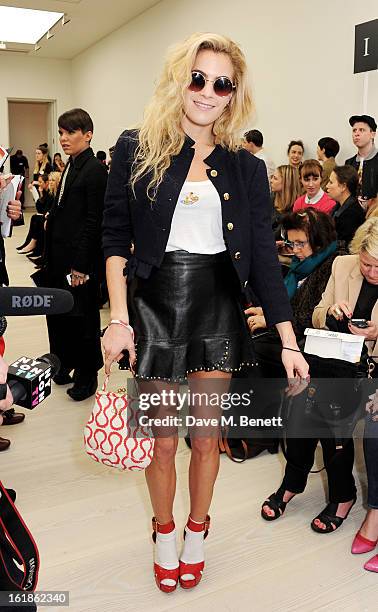 Chelsea Leyland attends the Vivienne Westwood Red Label show during London Fashion Week Fall/Winter 2013/14 at the Saatchi Gallery on February 17,...