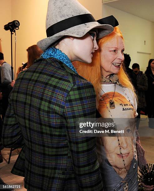 Dame Vivienne Westwood attends the Vivienne Westwood Red Label show during London Fashion Week Fall/Winter 2013/14 on February 17, 2013 in London,...