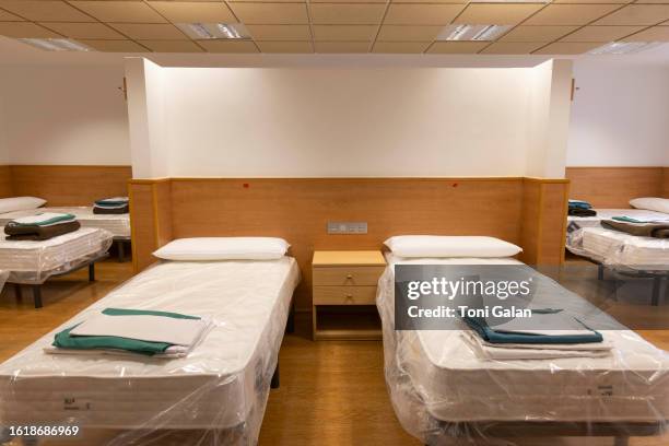 One of the shared dormitories at the General Military Academy of Zaragoza, on 16 August, 2023 in Zaragoza, Aragon, Spain. Her Royal Highness the...