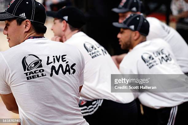 Ball kids get into position during the Taco Bell Skills Challenge part of 2013 NBA All-Star Weekend at the Toyota Center on February 16, 2013 in...