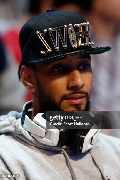 Hip hop artist Swizz Beatz attends the Foot Locker Three-Point Contest part of 2013 NBA All-Star Weekend at the Toyota Center on February 16, 2013 in...