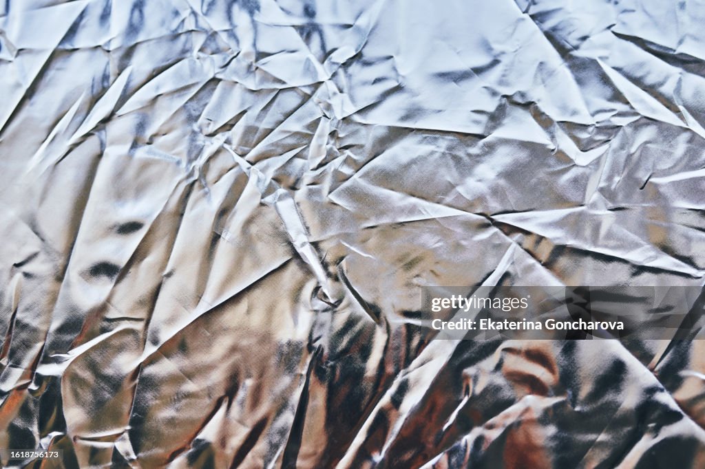 Silver Crumpled Aluminum Foil Texture