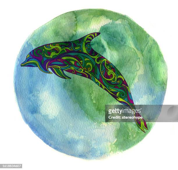 earth dolphin - creative fishing stock illustrations