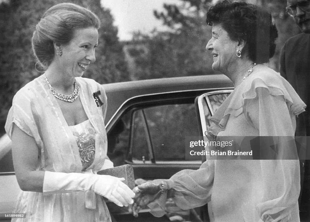 JUN 21 1982; Mrs. Tweet Kimball ***** Princess Anne at the Kimball ranch Saturday.;