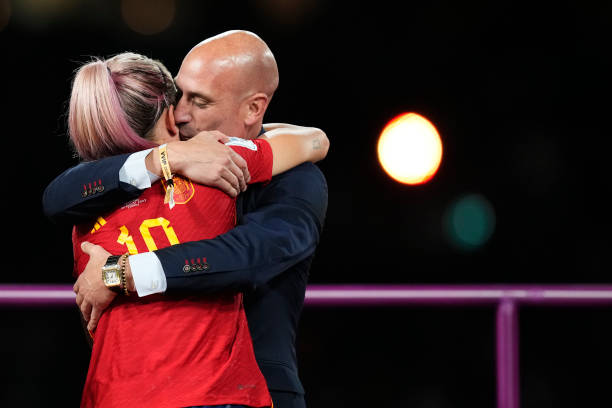 Spanish Federation president Luis Rubiales and Alexia Putellas of Spain and Barcelona after the FIFA Women's World Cup Australia &amp; New Zealand...