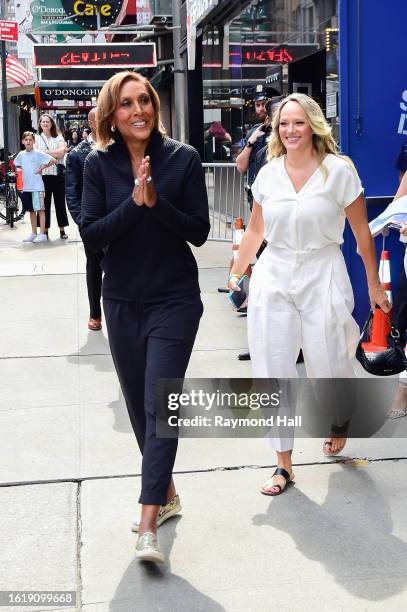 Robin Roberts and Amber Laign outside "Good Morning America" on August 16, 2023 in New York City.