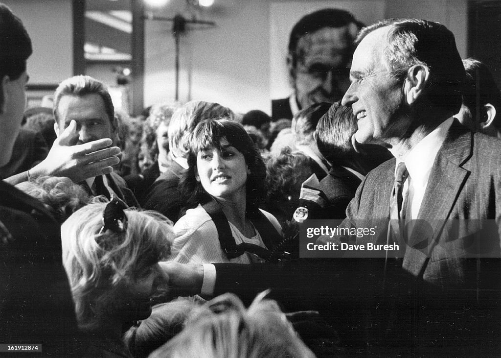 NOV 25 1987; After VP George Bush's short talk at Stouffers he went along the crowd and shook hands