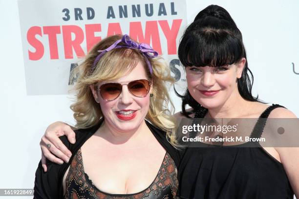 Actresses Kirsten Vangsness and Pauley Perrette attend the 3rd Annual Streamy Awards at Hollywood Palladium on February 17, 2013 in Hollywood,...