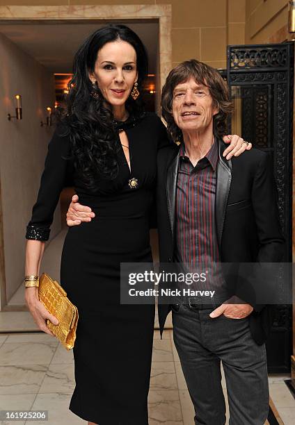 Wren Scott and Mick Jagger attend the L'Wren Scott cocktail party during London Fashion Week Fall/Winter 2013/14>> at on February 17, 2013 in London,...