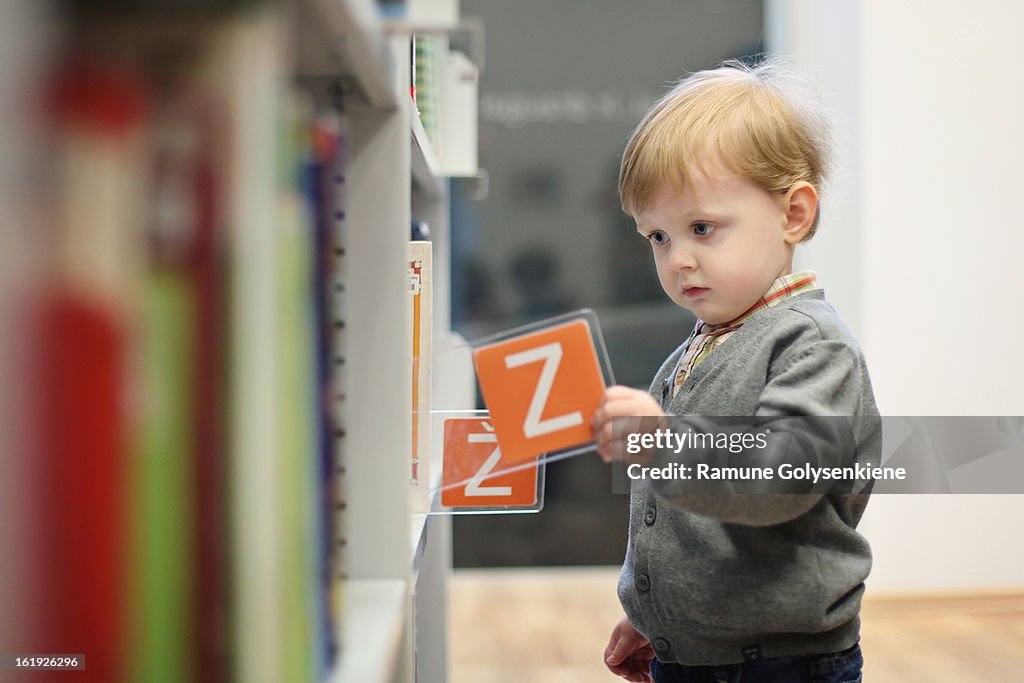 Boy in the library