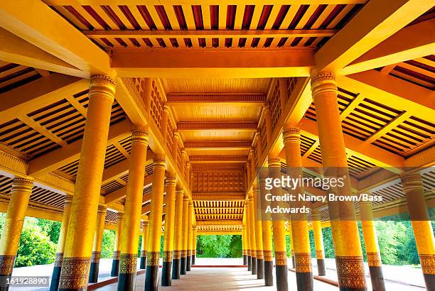 interior royal palace in mandalay myanmar. - peace palace stock-fotos und bilder