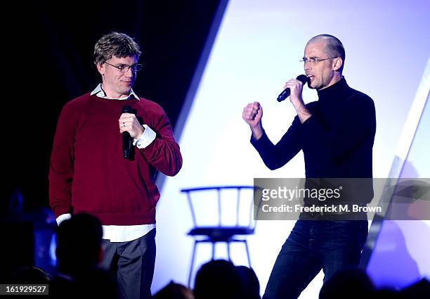YouTubers Epic Lloyd and Nice Peter perform onstage at the 3rd Annual Streamy Awards at Hollywood Palladium on February 17, 2013 in Hollywood,...