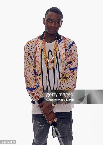 Rapper Soulja Boy poses for a portrait in the TV Guide Portrait Studio at the 3rd Annual Streamy Awards at Hollywood Palladium on February 17, 2013...