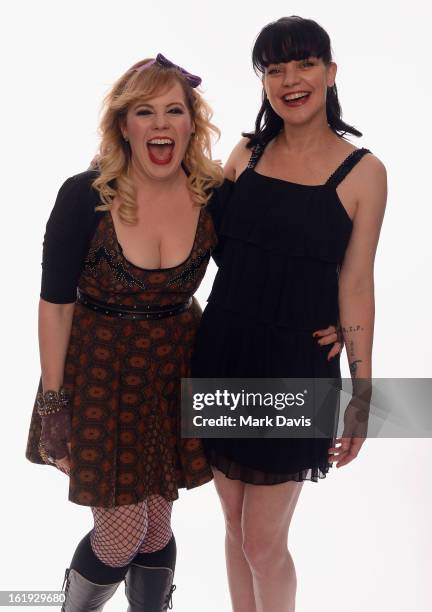 Actors Kirsten Vangsness and Pauley Perrette pose for a portrait in the TV Guide Portrait Studio at the 3rd Annual Streamy Awards at Hollywood...