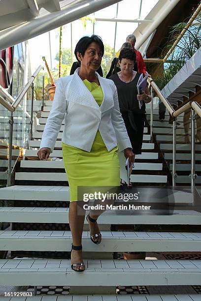 Education Minister, Hekia Parata arriving to announce that seven Christchurch schools will close and 12 will merge to create six schools as part of...