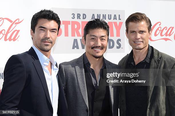 Ian Anthony Dale, Brian Tee and Casper Van Dien arrive at the 3rd Annual Streamy Awards at The Hollywood Palladium on February 17, 2013 in Los...