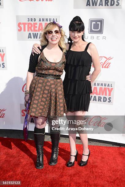 Kirsten Vangsness and Pauley Perrette arrive at the 3rd Annual Streamy Awards at The Hollywood Palladium on February 17, 2013 in Los Angeles,...