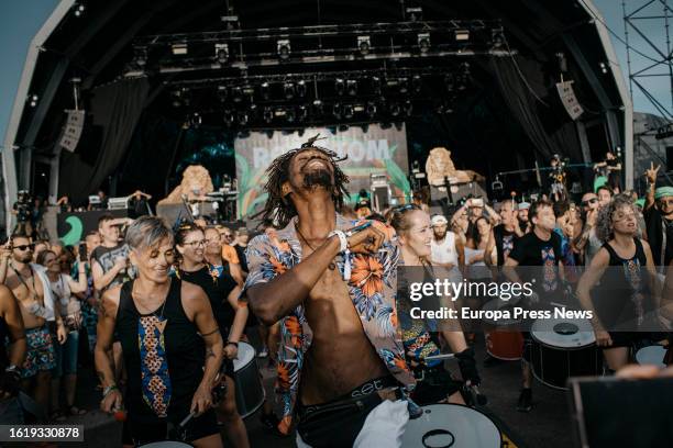 Man dances at the start of the 28th edition of the Rototom Sunsplash Festival on August 16 in Benicasim, Castellon, Community of Valencia, Spain....